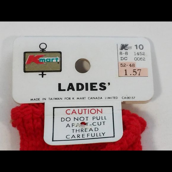 Vintage Kmart cute Mittens Ladies One Size Red & White NEW OLD STOCK - Picture 2 of 4